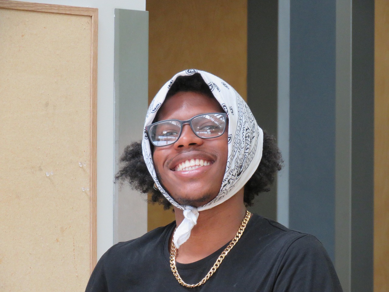 black man, smiling, happy